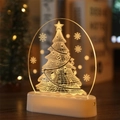 Warm white 3D acrylic Christmas tree night light with snowflake patterns on white base - Christmas Tree