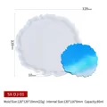 Irregular wave coaster silicone mold with finished blue resin art and size markings - SX-DJ-01 Irregular Wave Round