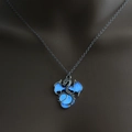 Collana con ciondolo a drago luminoso con ali blu brillanti e catena argentata alla moda - Argento Antico + Celeste (Drago)