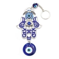 Portachiavi Mano di Fatima in argento con perline blu Evil Eye su sfondo bianco - Ey6535bu