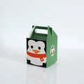 Green Christmas gift box with cute cartoon penguin and Best Wishes X-MAS text - 8.5*8.5*10cm / Green (Penguin)