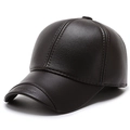 Dark brown leather baseball cap with Sport embossed brim and litchi texture finish - Adjustable / Coffee with Embossed Letters