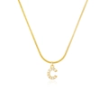 Elegante collana dorata con ciondolo lettera C e zirconi su catena a serpente - Lettera C