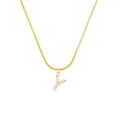Detail of gold snake chain necklace featuring a crystal-encrusted letter Y pendant - Letter Y