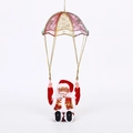 Black Santa Claus figurine with gold sequins on parachute Christmas ornament - Parachute Santa