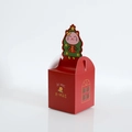 Red Christmas apple gift box with cute cat design and golden bell patterns - Red