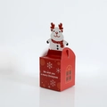 Christmas gift box in red with 3D white reindeer design and snowflake patterns - Reindeer / 8.5*8.5*10cm / Red