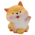 Cute Shiba Inu car dashboard ornament with lucky gold ingot on white background - Mini Model B / Original