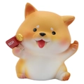 Cute Shiba Inu car ornament in yellow sitting pose holding a red Rich sign - Large Model A / Original