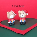 Miniature resin bear figurines with red Christmas hats and stars for DIY crafts - Christmas Bear