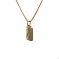 Golden pendant necklace with engraved letter X on a rectangular plate and thin chain - Letter X