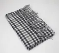 Classic black and white checkered warm scarf with soft tassel edges for men - Plaid Pattern / Black & White