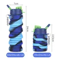 Botella deportiva de silicona plegable en camuflaje azul con tamaños extendido y plegado - 500ml / Azul Camuflaje B