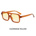 Retro square sunglasses with orange frame and gradient yellow lenses in double-bridge style - Orange Frame Gradient Yellow Lens