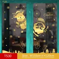 Golden Christmas window sticker set with Santa, elk, and Merry Christmas text 150x120cm - T530 Reindeer and Santa Claus / Gold