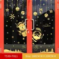 Golden Christmas window stickers set with Santa reindeer and Merry Christmas decals - T530+T811 Set