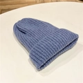 Winter Strickmütze in Taubenblau mit weicher Rippenstruktur für warme Isolierung - Erwachsene 53-58CM Kopfumfang / Seeblau