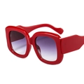 Fashionable oversized red square sunglasses with gradient lenses and wide temples - Red Frame Double Grey Lens / Red