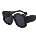 Oversized retro black square sunglasses with thick temples and dark lenses for men and women - Black Frame Grey Lens / Black
