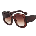 Brown translucent oversized square sunglasses with wide wavy temples and gradient lenses - Tea Frame Gradient Tea Lens / Brown