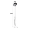 Long handle stainless steel flower spoon with daisy shape and 17.9cm height - Long Cosmos Ice Spoon / Silver