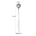 Silver stainless steel long handle spoon with rose shape head and 17.9cm length - Long Rose Ice Spoon / Silver