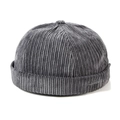 Gray corduroy docker hat with vintage texture and minimalist design on white background - Adult Style (78g) / Dark Gray