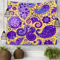 Arazzo etnico con motivi paisley gialli e viola per decorazione della camera - 150x130cm / Paisley Giallo Viola