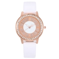 Elegant rose gold women's watch with sparkling crystals and a white honeycomb strap - White