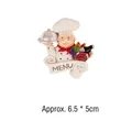 Imán de nevera chef 3D de resina con cesta de pan y base menú, 6,5x5cm - Estilo Cesta de Vino y Fruta