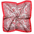 Square satin scarf with vintage red and white paisley print and elegant red border - Red White Paisley Pattern (#7)