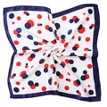Foulard in raso bianco con pois rossi e blu navy e bordi rifiniti con cura - Motivo a pois rosso blu bianco (#12)