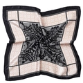 Foulard di seta vintage francese in nero, bianco e beige con motivi geometrici - Patchwork retrò nero bianco beige (#14)