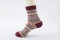 Men's retro winter wool socks featuring burgundy vintage geometric Fair Isle knit pattern - One Size / Burgundy