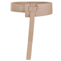Schicker beiger breiter Taillengürtel aus Kunstleder mit Knotendesign und Schnalle - Beige