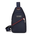 Men's navy blue oxford cloth chest bag with SPORT logo and metal brand plate - Blue 01