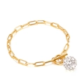 Bracciale a catena a graffetta dorato con ciondolo a sfera di strass e chiusura a levetta - Bracciale Oro (KB139653-Z)