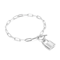 Bracciale a catena a graffetta argento con chiusura a levetta OT e ciondolo a lucchetto - Bracciale in Acciaio (KB139657-Z)
