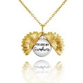 Gold and silver sunflower locket necklace with You Are My Sunshine engraving - DIY Engraving / Gold