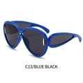 Lunettes de soleil oversize tendance avec monture bleue et verres gris foncé chic - Monture Bleue Verres Gris