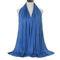 Elastic dark blue mercerized cotton hijab shawl with soft modal breathable texture - Denim Blue
