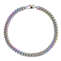 Chunky rainbow electroplated stainless steel Cuban link chain necklace in circular layout - Rainbow Necklace (12mm*45cm)