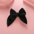 Barrette à cheveux minimaliste en velours noir avec nœud papillon pour femmes - Noir