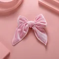 Barrette à cheveux nœud en velours rose faite main avec rubans longs et satin doux - Rose Tendre