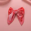 Barrette à cheveux artisanale en velours rose avec nœud élégant et rubans pendants - Corail