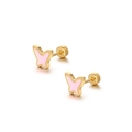 Exquisite golden and pink butterfly wing stud earrings with secure screw-back design - Pink