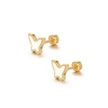 Exquisite gold butterfly stud earrings with white enamel inlay for women - White