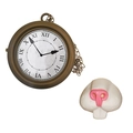 Osterhasen Kostüm-Set mit klassischer Taschenuhr und weißer Kaninchennasen-Maske - Große Uhr Halskette Und Hasennase Set