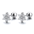 Elegant 925 sterling silver snowflake stud earrings with sparkling cubic zirconia stones - White Diamond Snowflake / White