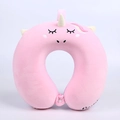 Cuscino da viaggio a forma di unicorno rosa in memory foam con morbido peluche e fibbia - Unicorno Rosa